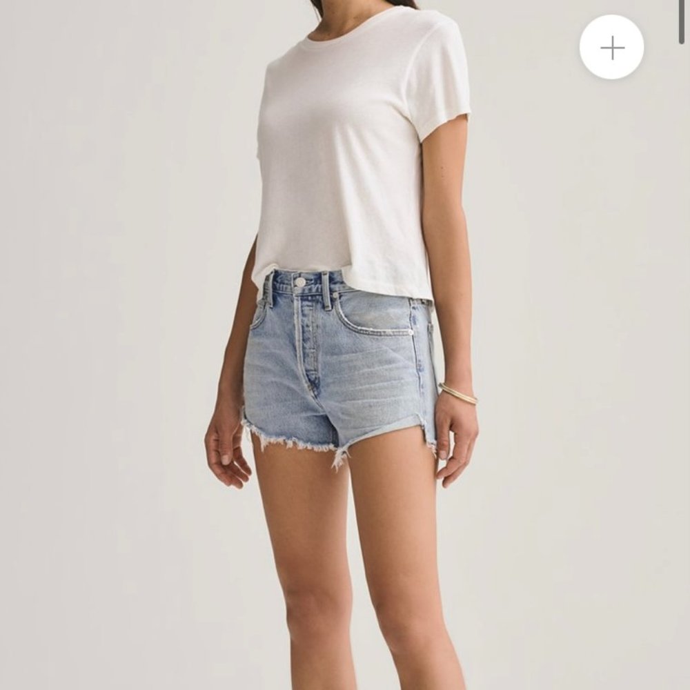 Agolde Parker high waisted shorts in Riptide 24
